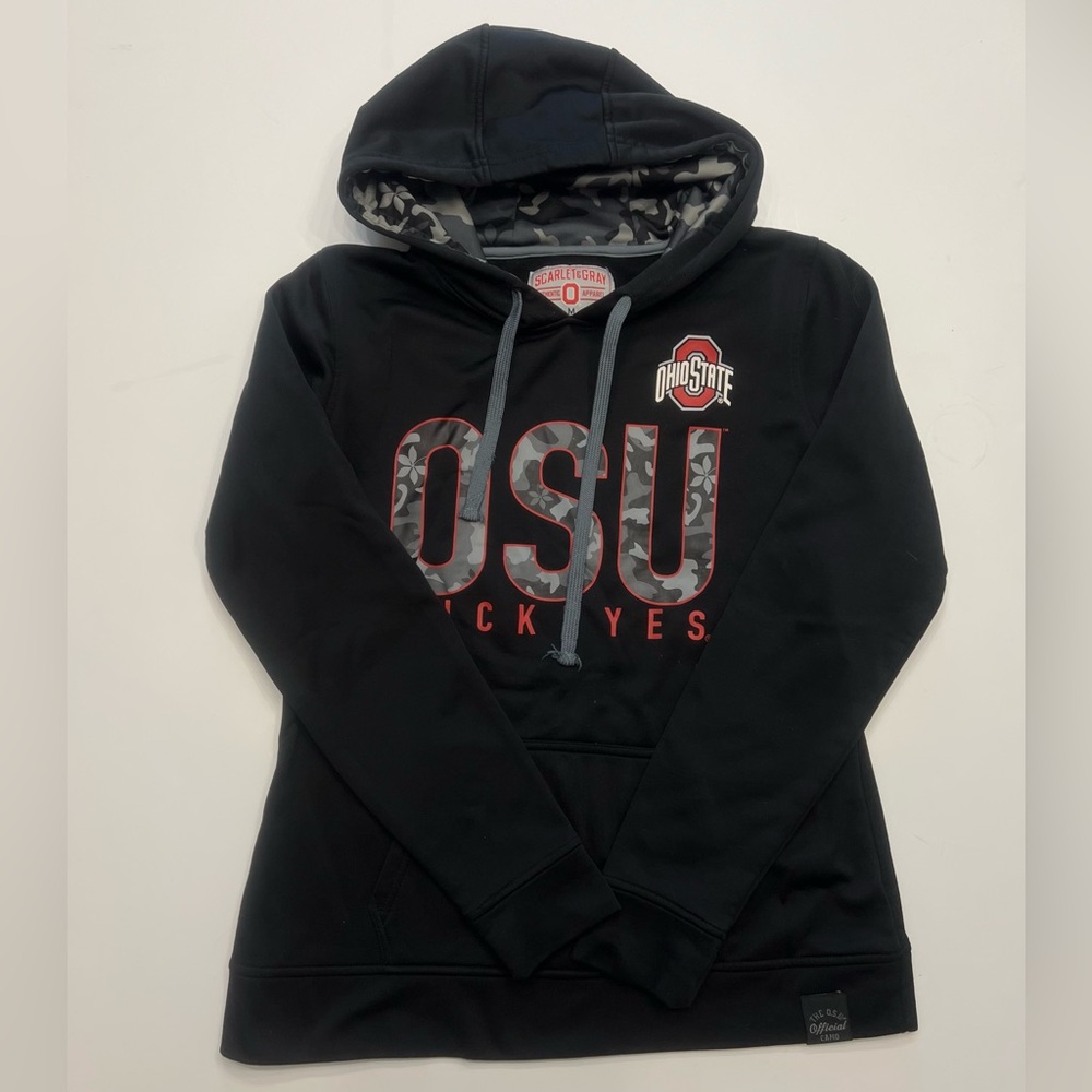 Scarlet & Gray OSU Women’s Medium Ohio State Buckeyes Camo Hoodie EUC